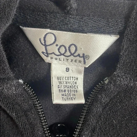 Lily PULTIZER Black Zip Up Hoodie Size 8 - Picture 4 of 5